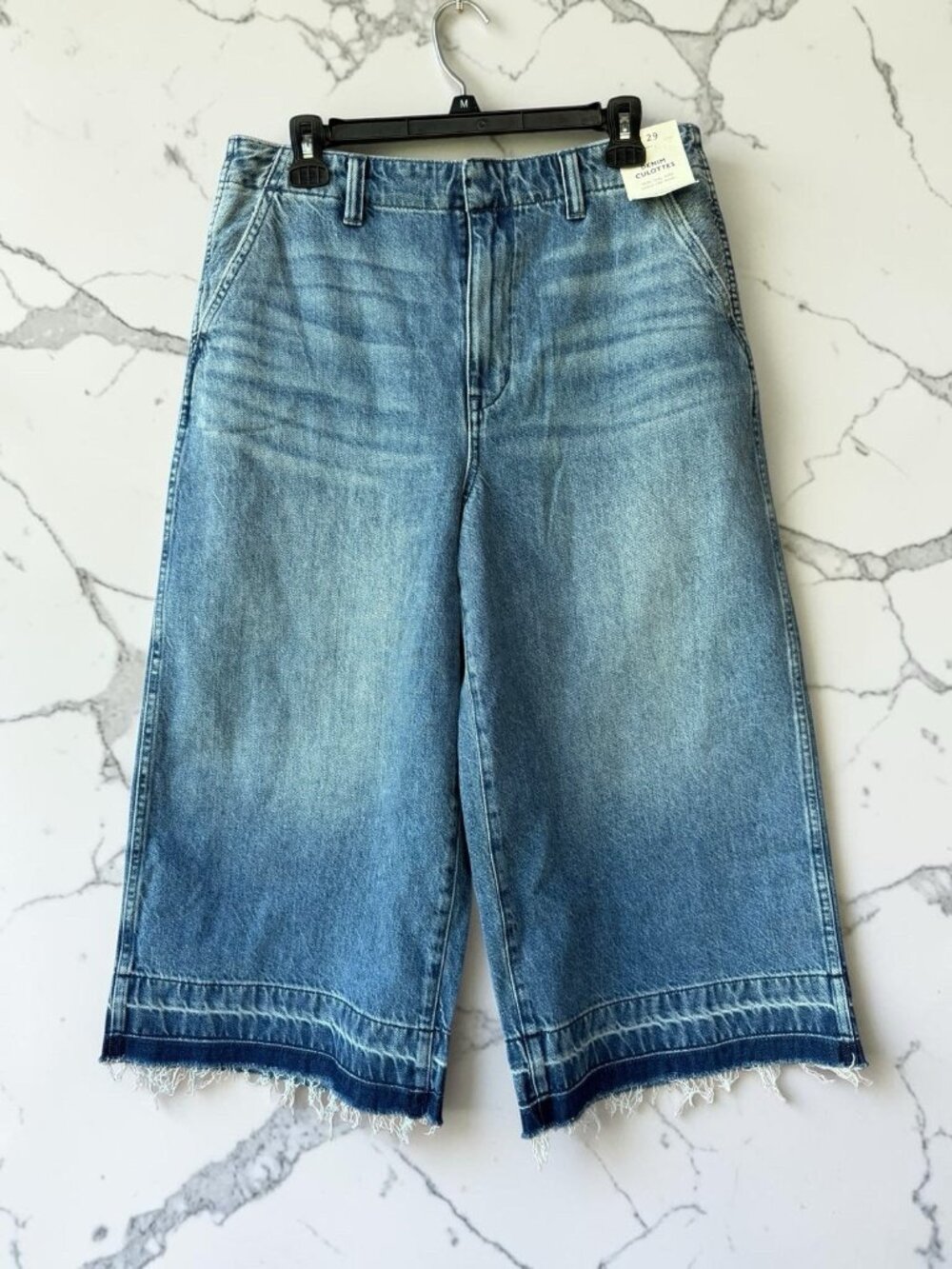 Madewell Denim Culottes Women’s 29 Wide Leg Cropped Jeans Raw Hem NWT